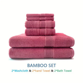 6pcs Bamboo Towel Set | Natural, Reusable, Luxury Bathroom