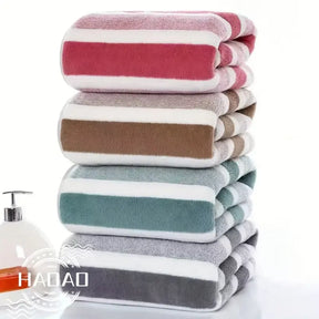 4-pcs Striped Bath Towel Set, Absorbent & Quick-Dry, Soft, Skin-Friendly