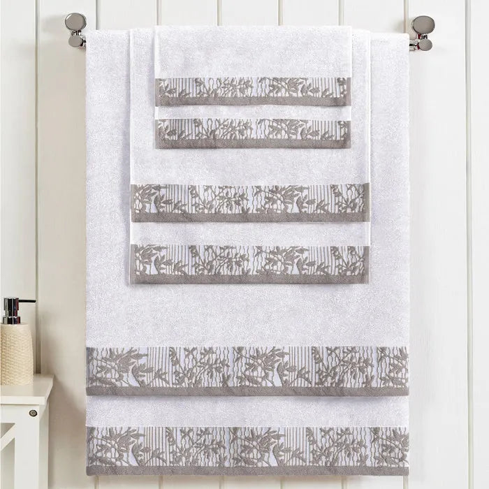 Wisteria Cotton Floral Jacquard Quick Dry 6 Piece Towel Set