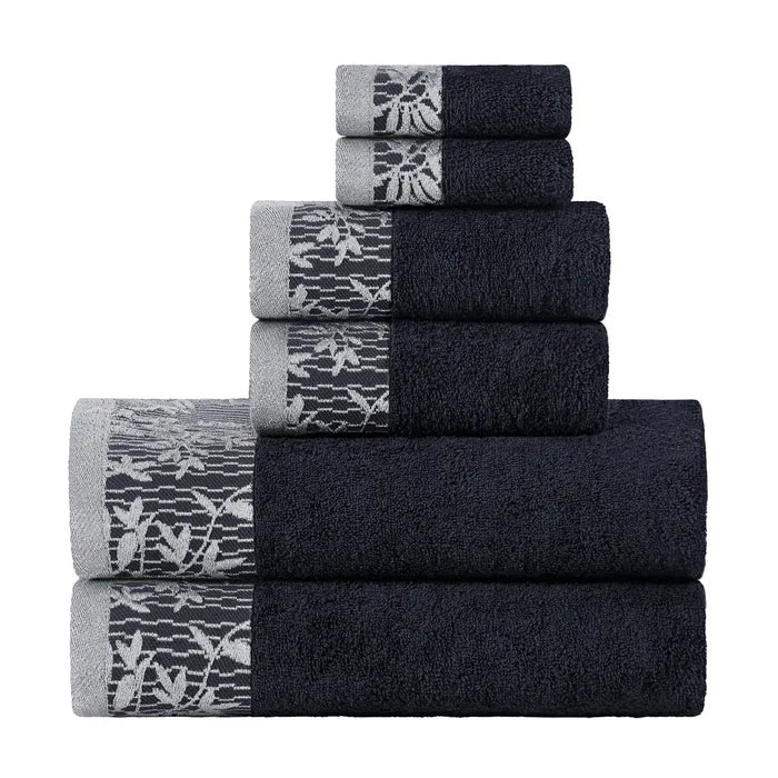 Wisteria Cotton Floral Jacquard Quick Dry 6 Piece Towel Set