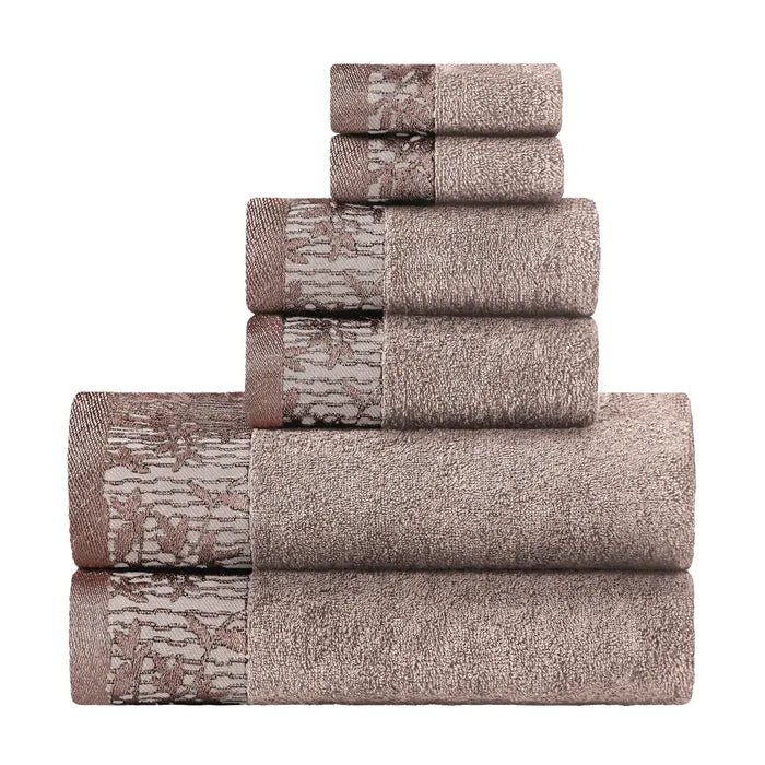 Wisteria Cotton Floral Jacquard Quick Dry 6 Piece Towel Set