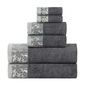 Wisteria Cotton Floral Jacquard Quick Dry 6 Piece Towel Set