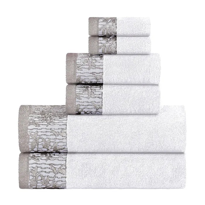 Wisteria Cotton Floral Jacquard Quick Dry 6 Piece Towel Set