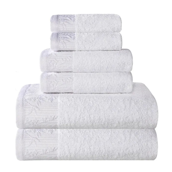 Wisteria Cotton Floral Jacquard Quick Dry 6 Piece Towel Set