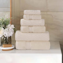 Chevron Zero Twist Cotton Solid and Jacquard 6 Piece Towel Set