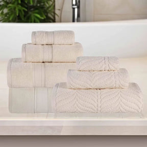 Chevron Zero Twist Cotton Solid and Jacquard 6 Piece Towel Set