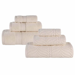 Chevron Zero Twist Cotton Solid and Jacquard 6 Piece Towel Set