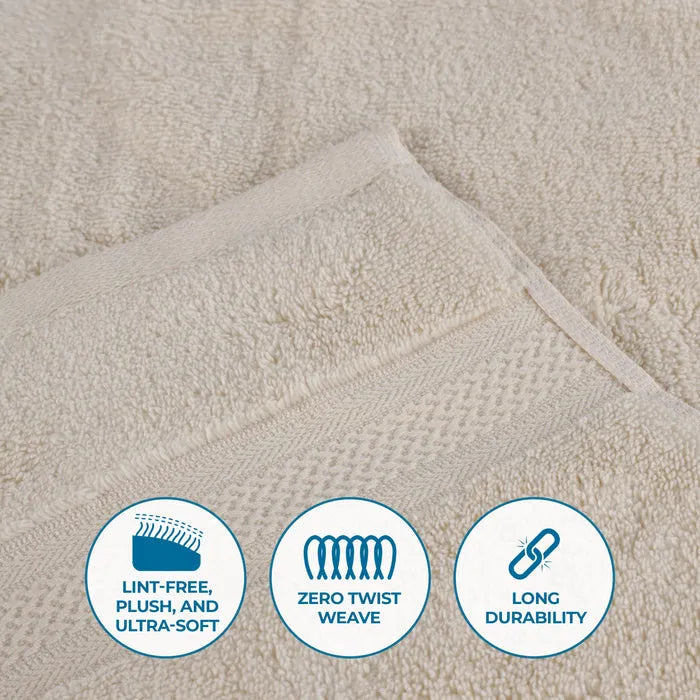 Chevron Zero Twist Cotton Solid and Jacquard 6 Piece Towel Set