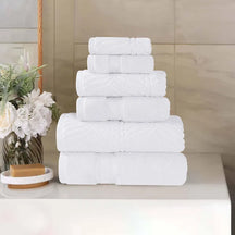 Chevron Zero Twist Cotton Solid and Jacquard 6 Piece Towel Set