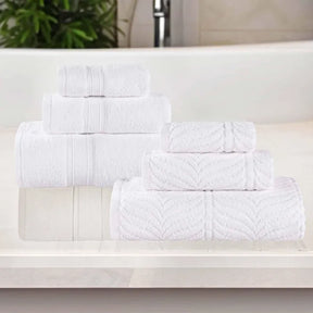 Chevron Zero Twist Cotton Solid and Jacquard 6 Piece Towel Set