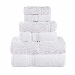 Chevron Zero Twist Cotton Solid and Jacquard 6 Piece Towel Set