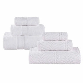 Chevron Zero Twist Cotton Solid and Jacquard 6 Piece Towel Set