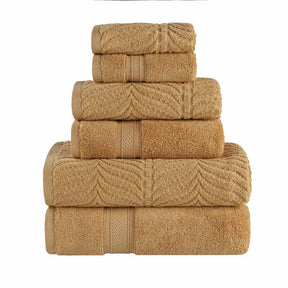 Chevron Zero Twist Cotton Solid and Jacquard 6 Piece Towel Set