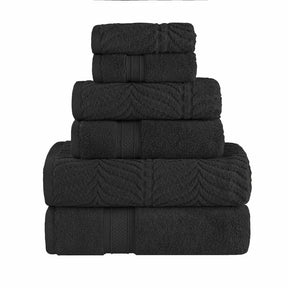 Chevron Zero Twist Cotton Solid and Jacquard 6 Piece Towel Set