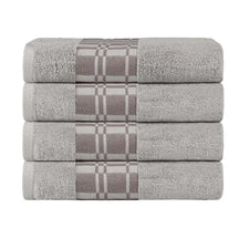 Larissa Cotton Geometric Border Bath Towel Set of 4