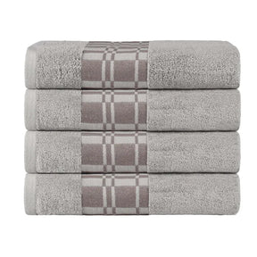 Larissa Cotton Geometric Border Bath Towel Set of 4