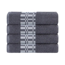 Larissa Cotton Geometric Border Bath Towel Set of 4