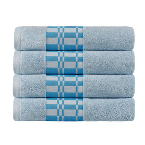 Larissa Cotton Geometric Border Bath Towel Set of 4