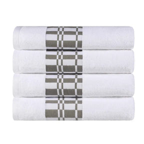 Larissa Cotton Geometric Border Bath Towel Set of 4