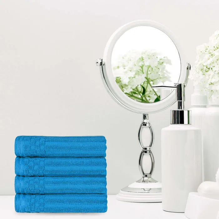 Soho Ribbed Cotton Super Absorbent 4 Piece Hand Towel Set