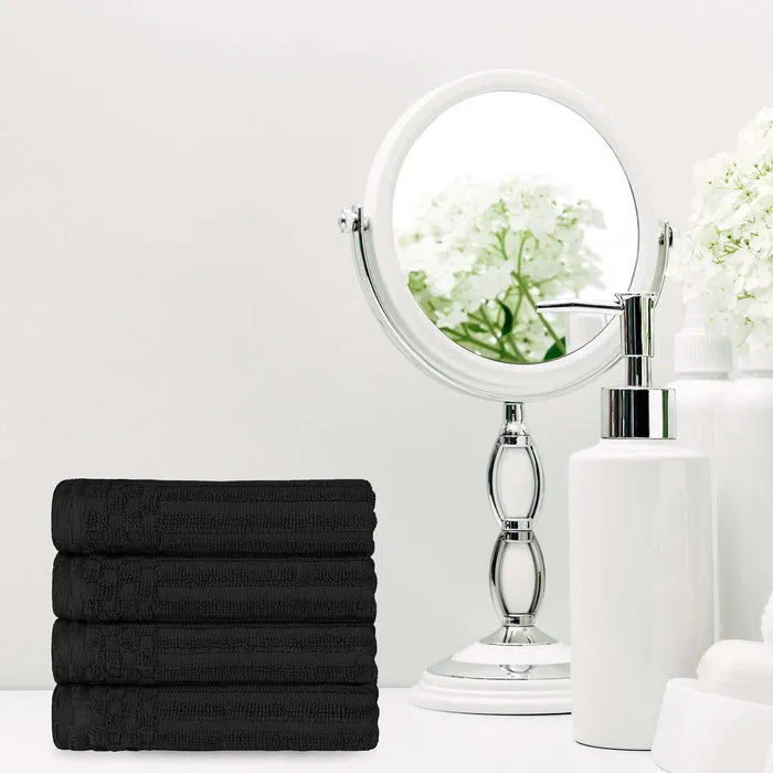 Soho Ribbed Cotton Super Absorbent 4 Piece Hand Towel Set