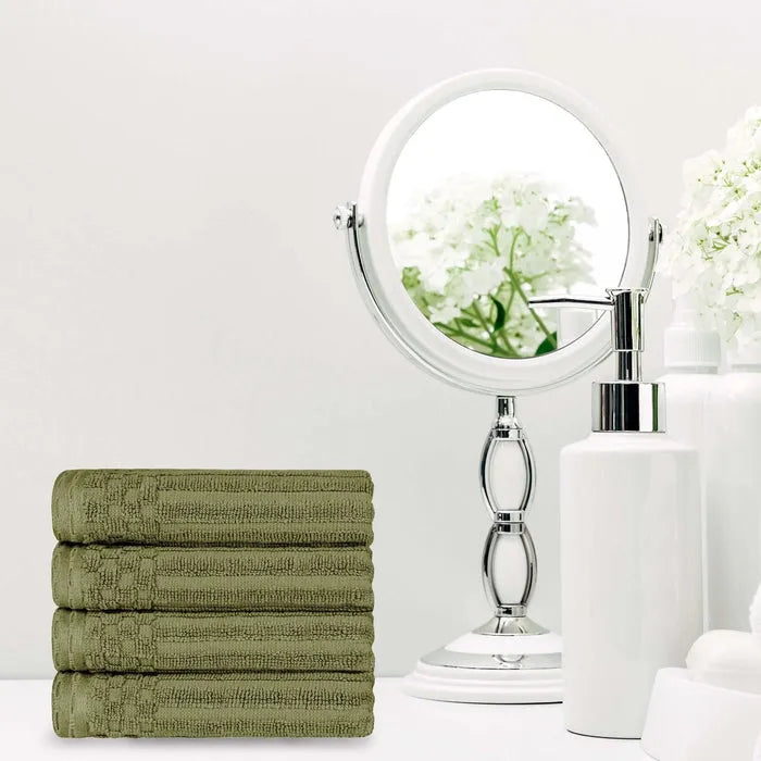 Soho Ribbed Cotton Super Absorbent 4 Piece Hand Towel Set