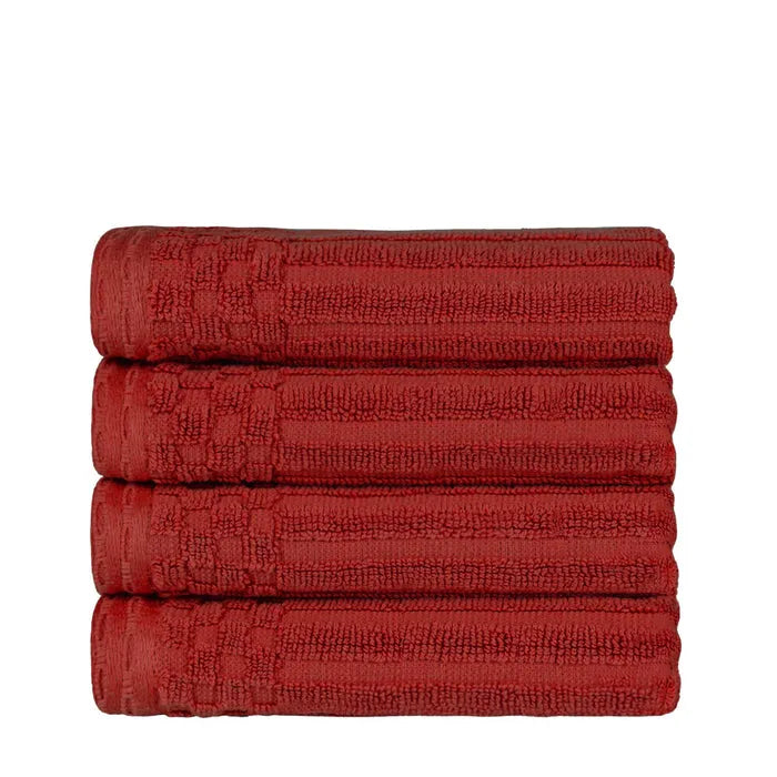 Soho Ribbed Cotton Super Absorbent 4 Piece Hand Towel Set