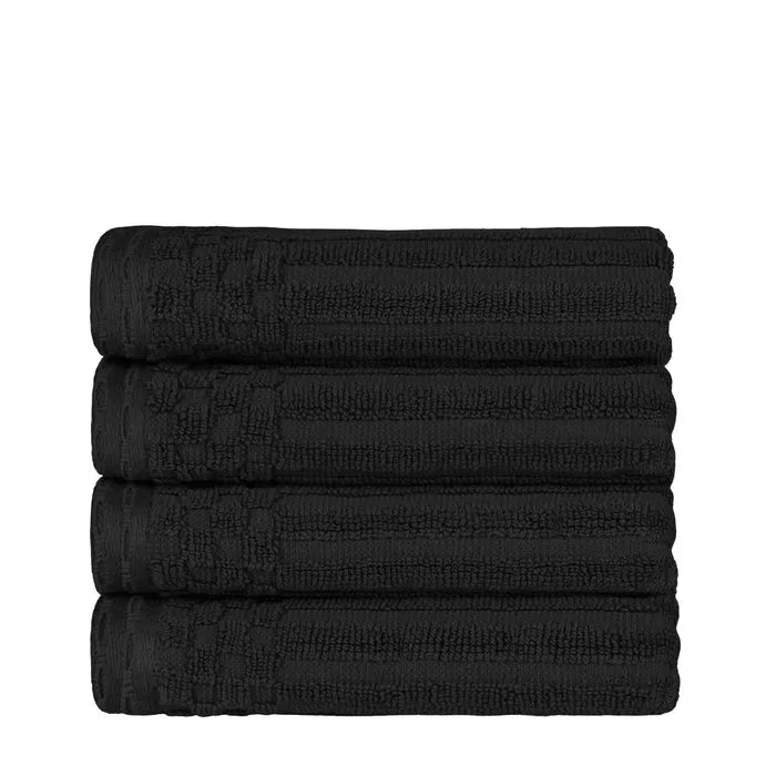 Soho Ribbed Cotton Super Absorbent 4 Piece Hand Towel Set