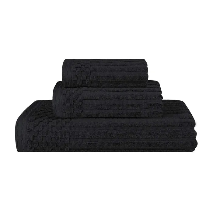 Soho Ribbed Cotton Absorbent 3 Piece Assorted Towel Set