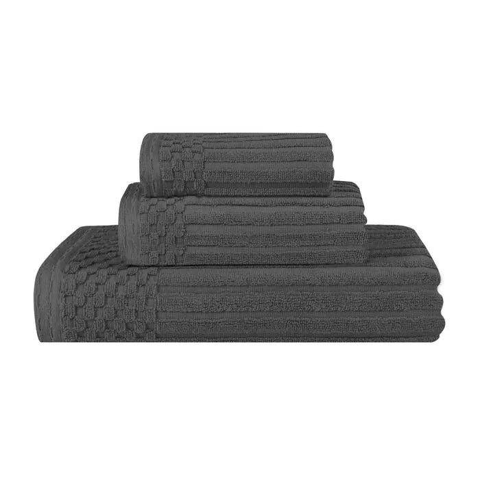 Soho Ribbed Cotton Absorbent 3 Piece Assorted Towel Set