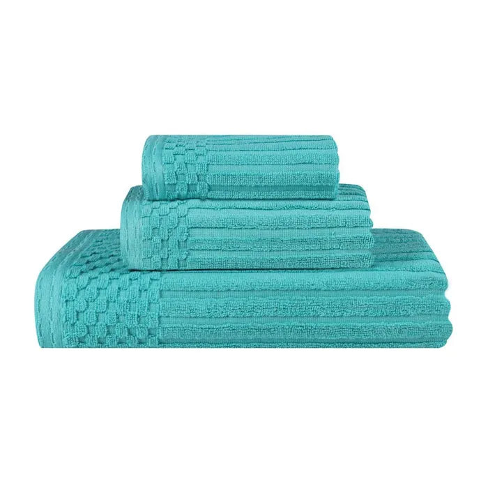 Soho Ribbed Cotton Absorbent 3 Piece Assorted Towel Set