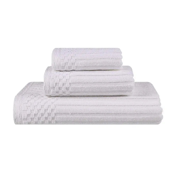 Soho Ribbed Cotton Absorbent 3 Piece Assorted Towel Set