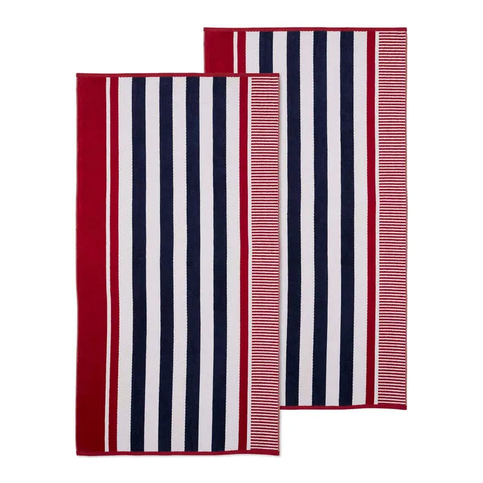 Cotton Oversized Striped 2 Piece Beach Towel