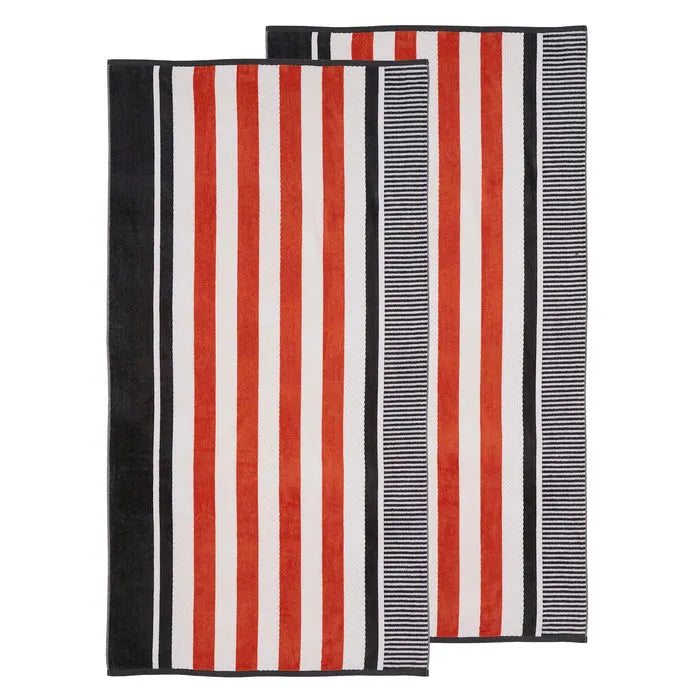 Cotton Oversized Striped 2 Piece Beach Towel