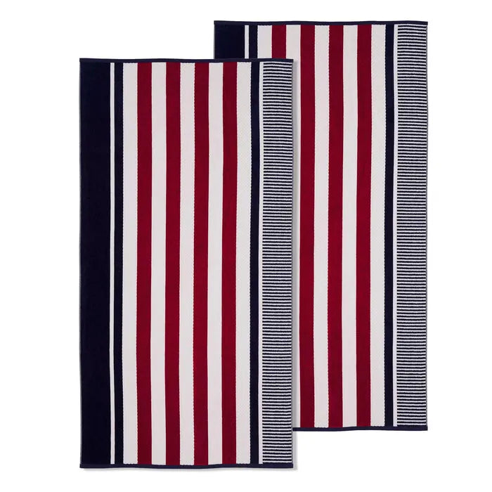 Cotton Oversized Striped 2 Piece Beach Towel