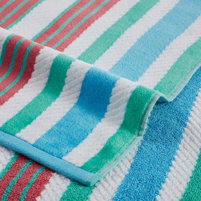 2 Piece Rope Textured Striped Oversized Cotton Beach Towel Set