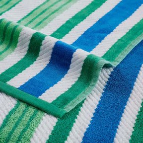 2 Piece Rope Textured Striped Oversized Cotton Beach Towel Set