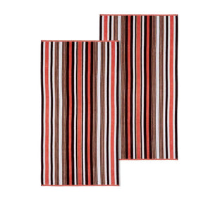 2 Piece Rope Textured Striped Oversized Cotton Beach Towel Set