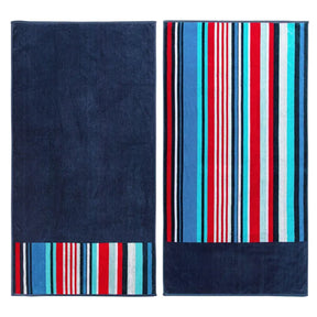 Nautical Stripe Cotton Oversized 2 Piece Beach Towel Set