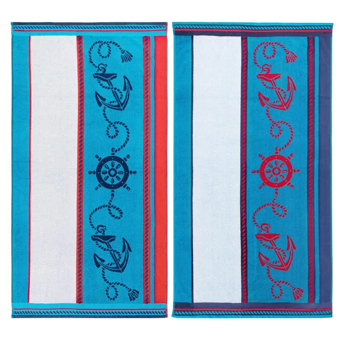 Sailing Egyptian Cotton Oversized 2 Piece Beach Towel Set