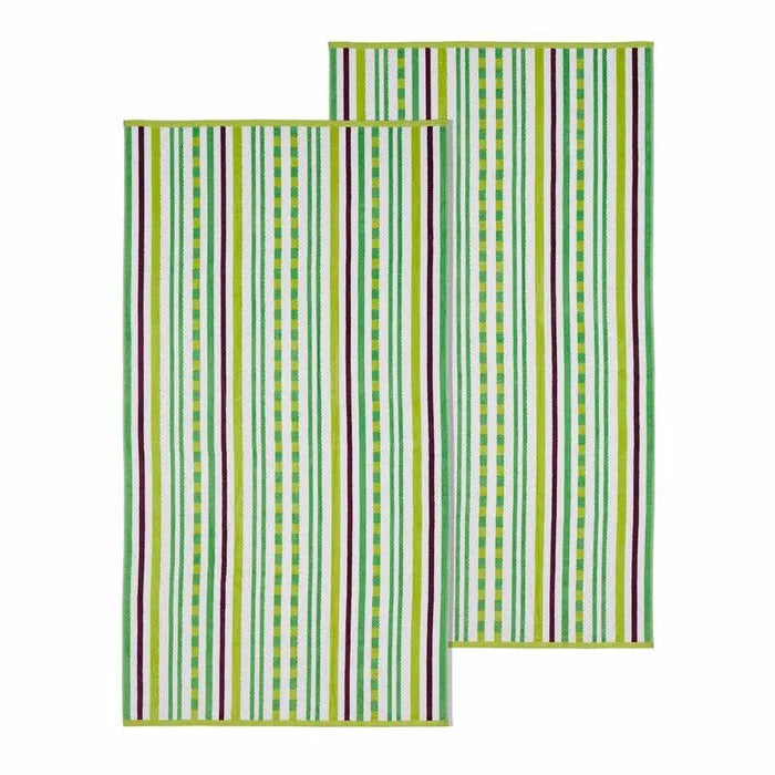 Stripe Cotton Oversized Medium Weight 2 Piece Beach Towel Set