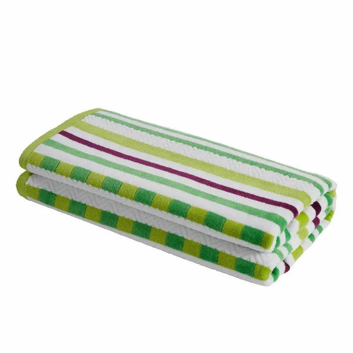 Stripe Cotton Oversized Medium Weight 2 Piece Beach Towel Set