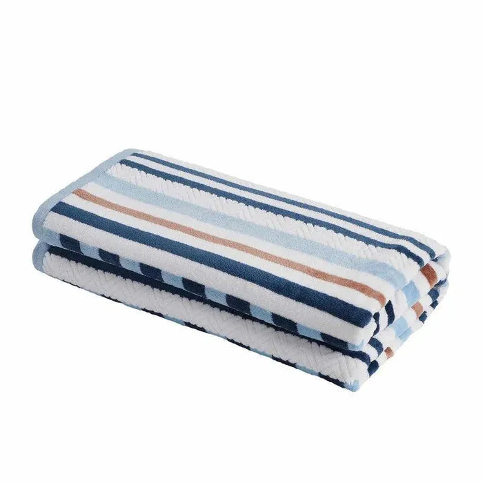 Stripe Cotton Oversized Medium Weight 2 Piece Beach Towel Set