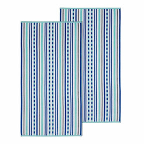 Stripe Cotton Oversized Medium Weight 2 Piece Beach Towel Set