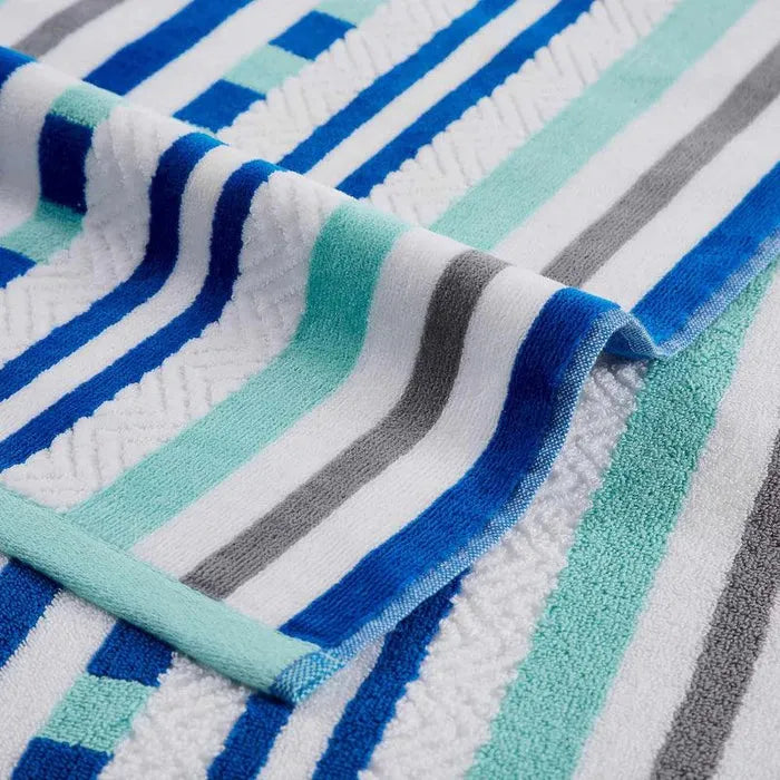 Stripe Cotton Oversized Medium Weight 2 Piece Beach Towel Set