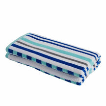 Stripe Cotton Oversized Medium Weight 2 Piece Beach Towel Set