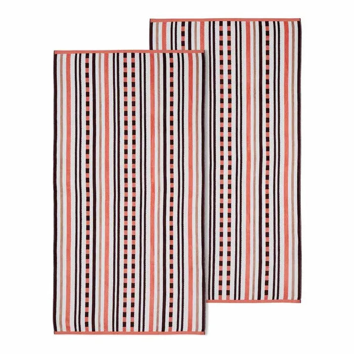 Stripe Cotton Oversized Medium Weight 2 Piece Beach Towel Set