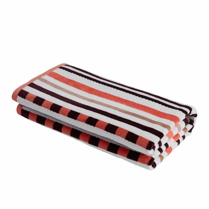 Stripe Cotton Oversized Medium Weight 2 Piece Beach Towel Set