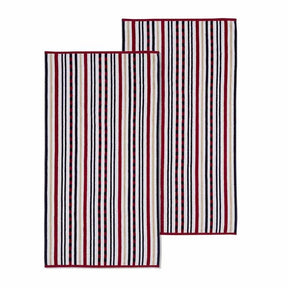 Stripe Cotton Oversized Medium Weight 2 Piece Beach Towel Set