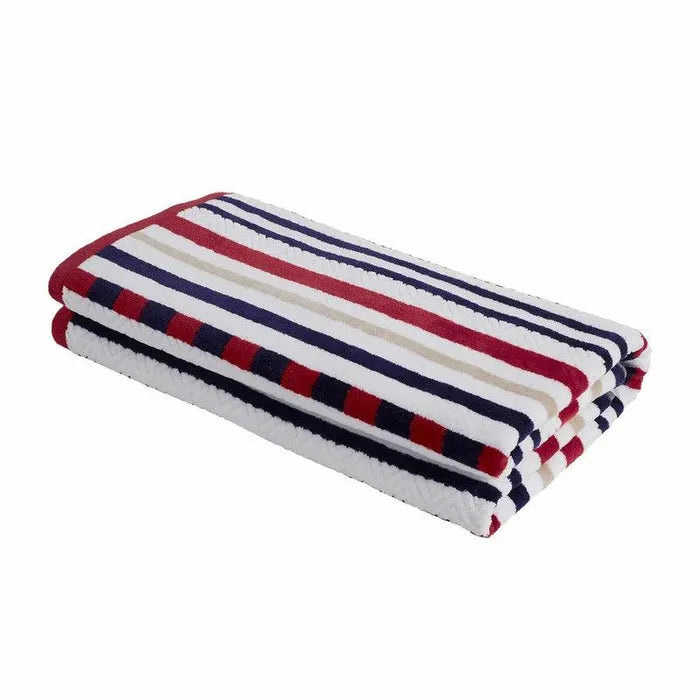 Stripe Cotton Oversized Medium Weight 2 Piece Beach Towel Set